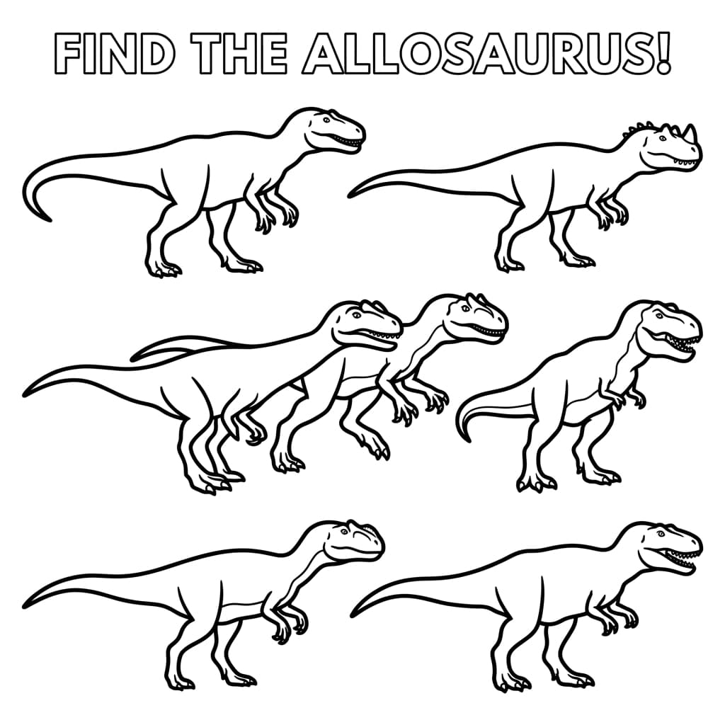 Free Printable Free Allosaurus Facts & Coloring Pages for Kids PDF - High Resolution Sheet 3