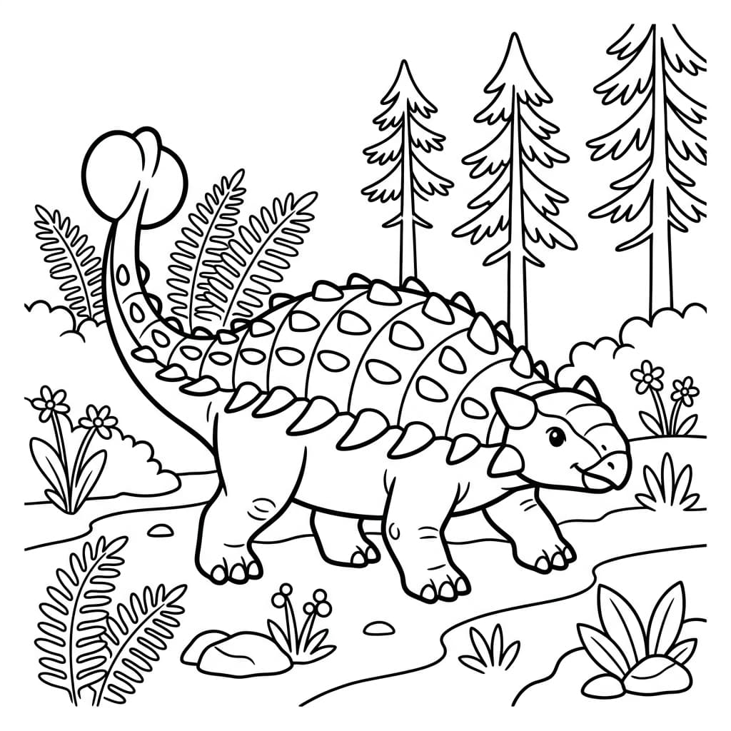 Free Printable Free Ankylosaurus Facts & Coloring Pages for Kids PDF - High Resolution Sheet 2
