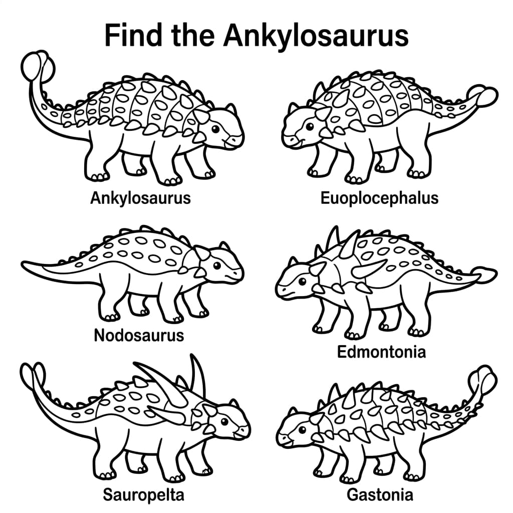 Free Printable Free Ankylosaurus Facts & Coloring Pages for Kids PDF - High Resolution Sheet 3