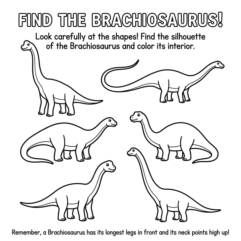 Free Printable Free Brachiosaurus Facts & Coloring Pages for Kids PDF - High Resolution Sheet 3