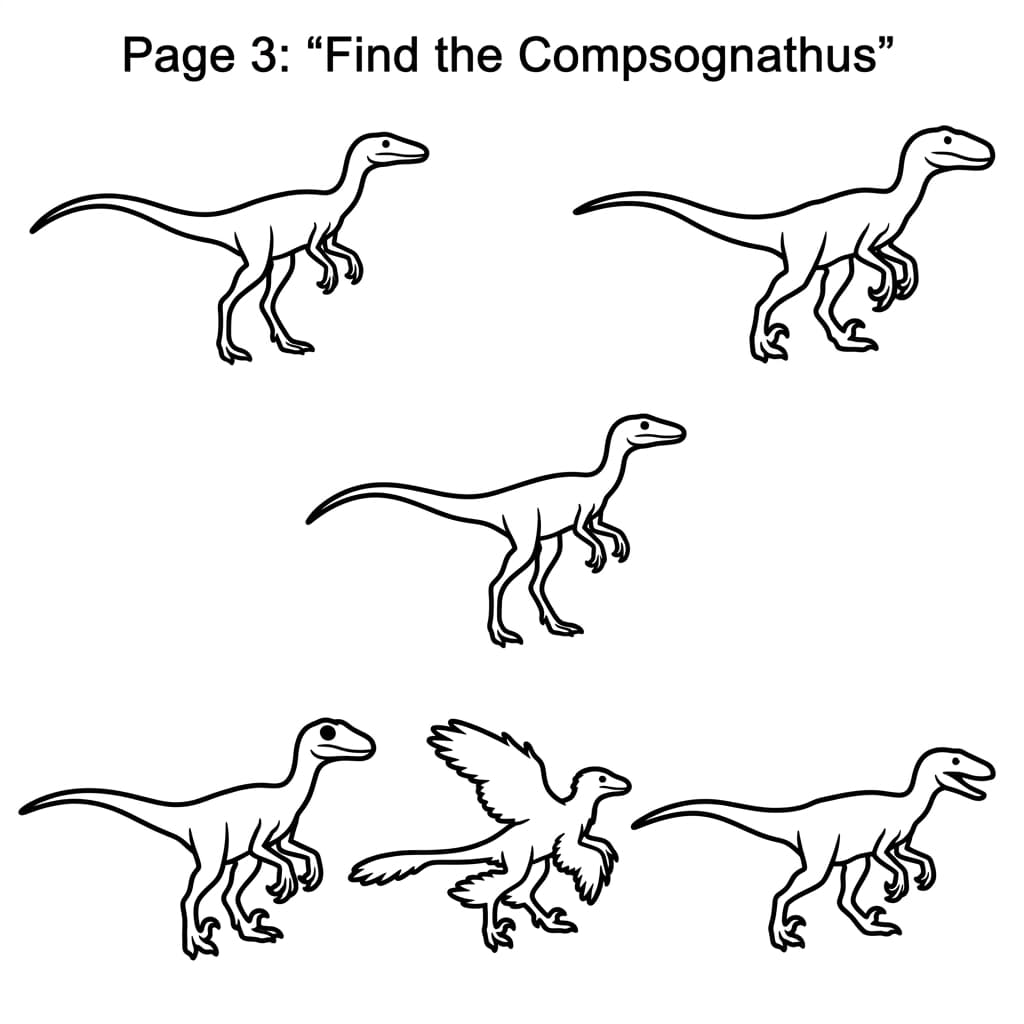 Free Printable Free Compsognathus Facts & Coloring Pages for Kids PDF - High Resolution Sheet 3