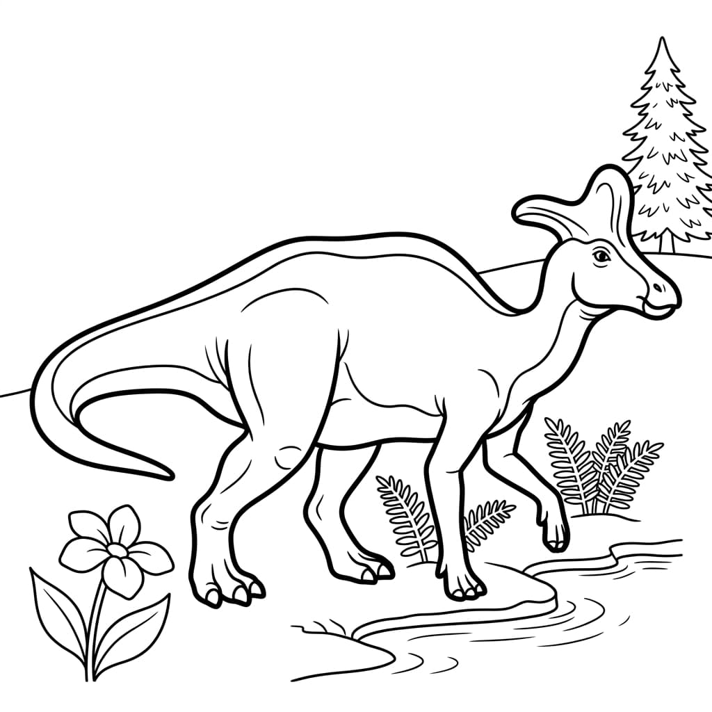 Free Printable Free Lambeosaurus Facts & Coloring Pages for Kids PDF - High Resolution Sheet 2