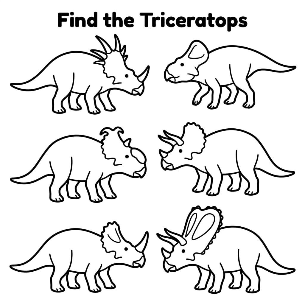 Free Printable Free Triceratops Facts & Coloring Pages for Kids PDF - High Resolution Sheet 3