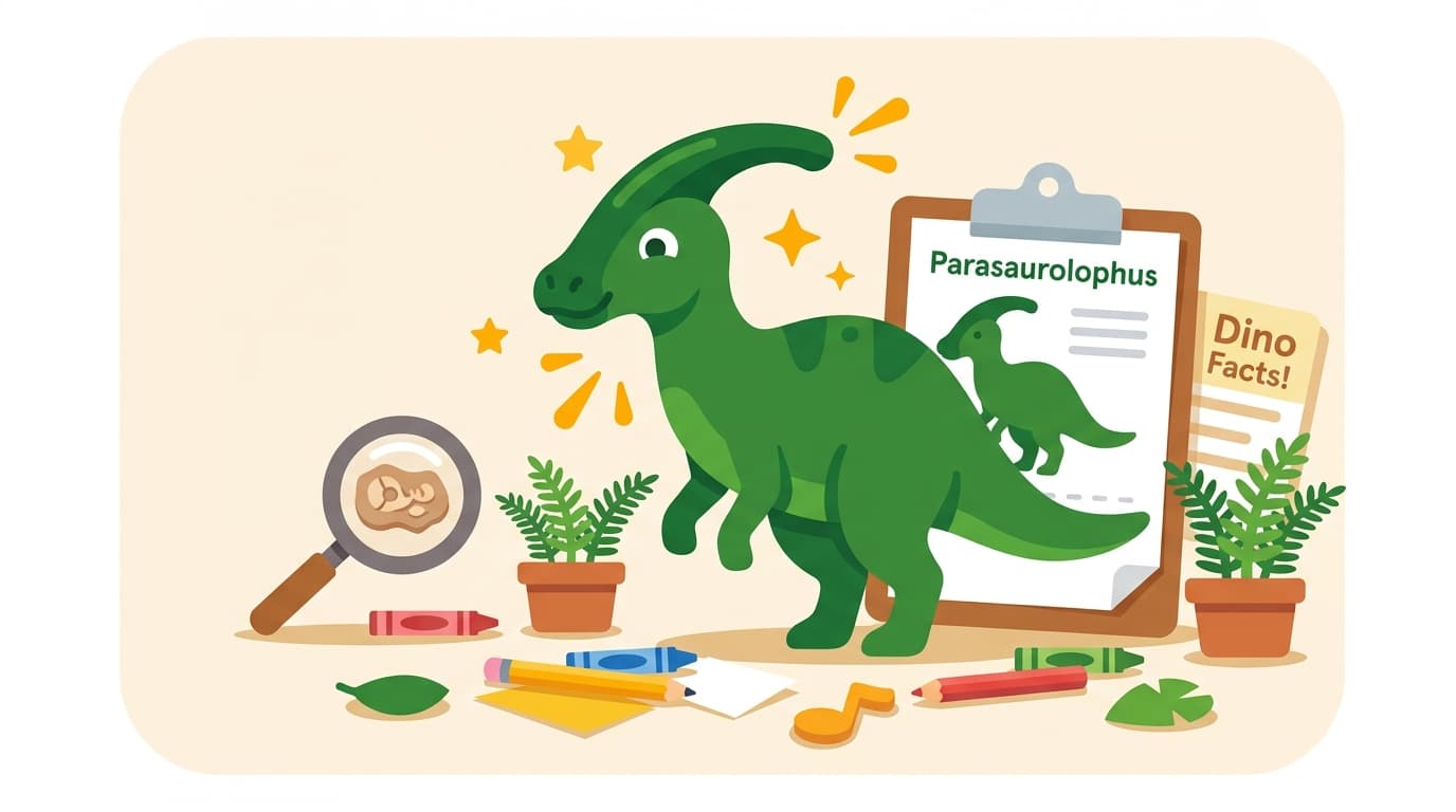 Free Parasaurolophus Facts & Coloring Pages for Kids