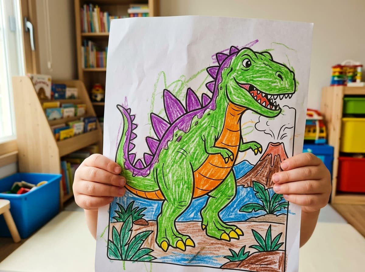Happy kid with dinosaurs 2