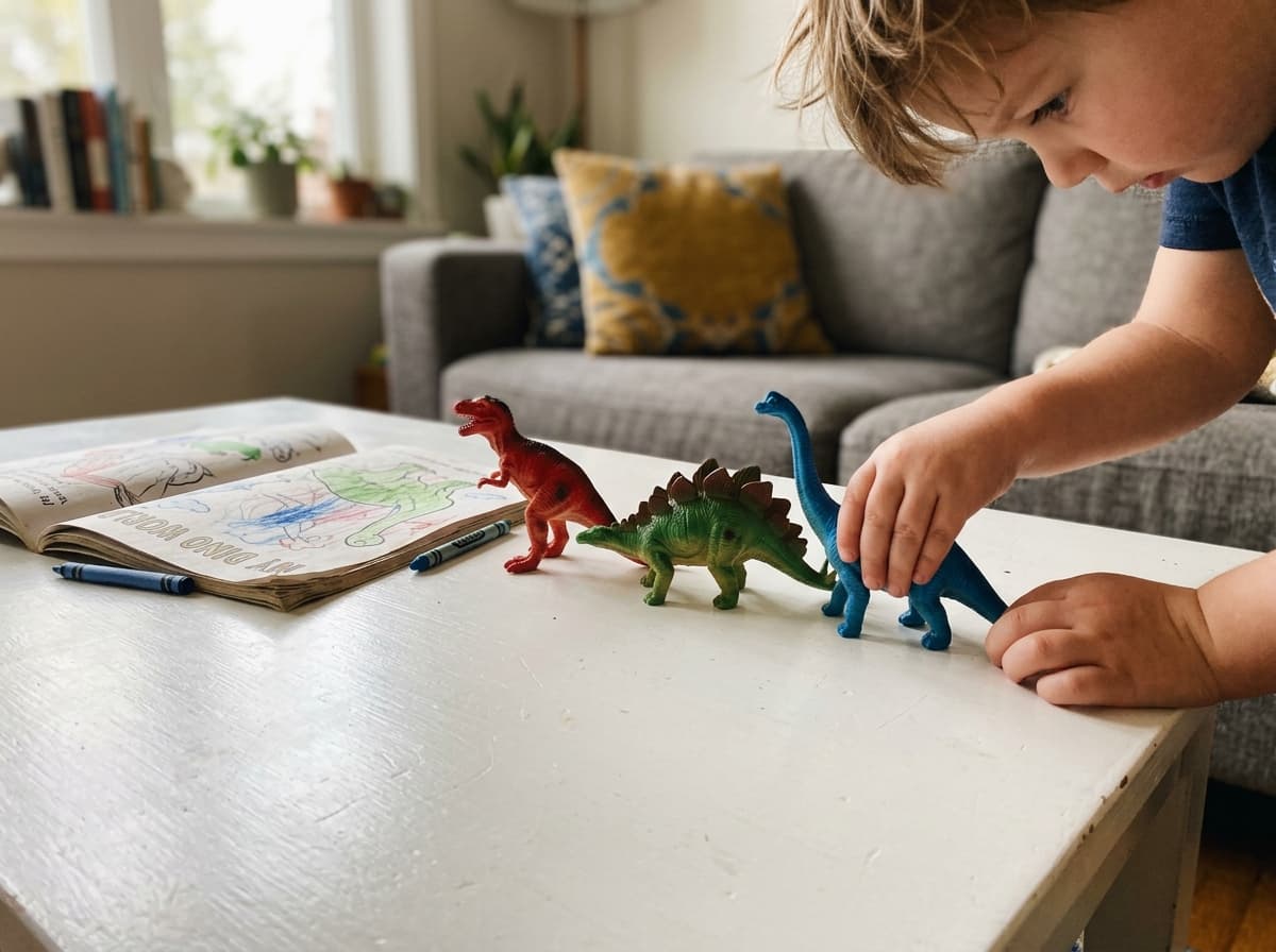Happy kid with dinosaurs 3