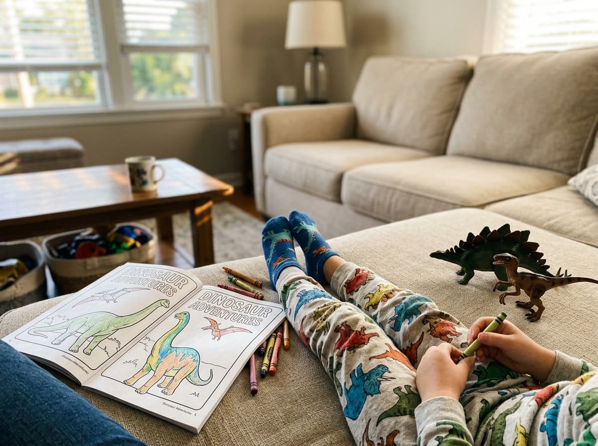 Happy kid with dinosaurs 5