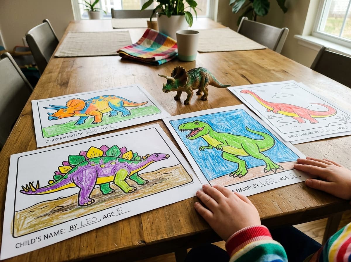 Happy kid with dinosaurs 9