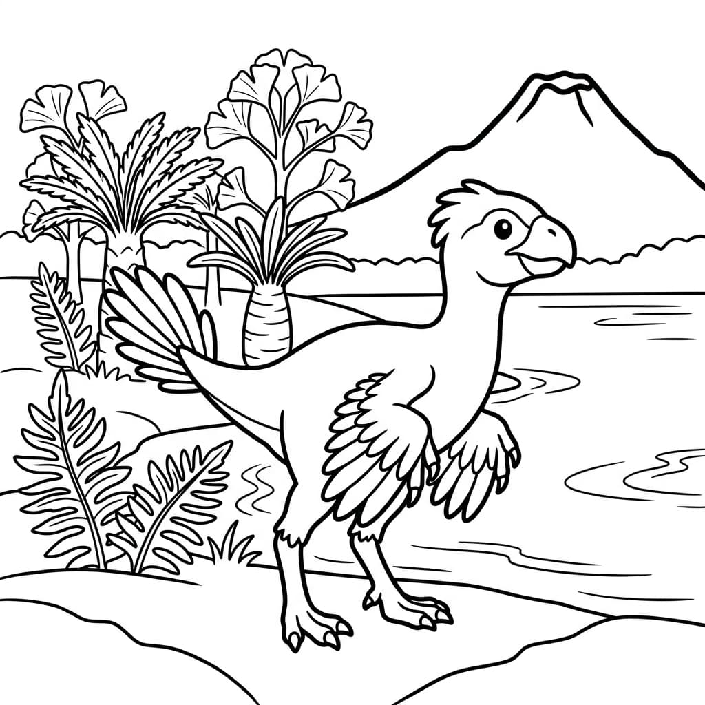 Free Printable Free Caudipteryx Facts & Coloring Pages for Kids PDF - High Resolution Sheet 2
