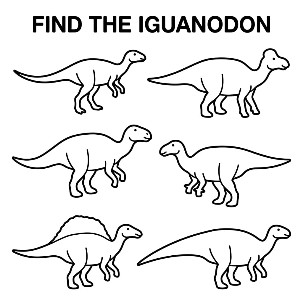 Free Printable Free Iguanodon Facts & Coloring Pages for Kids PDF - High Resolution Sheet 3