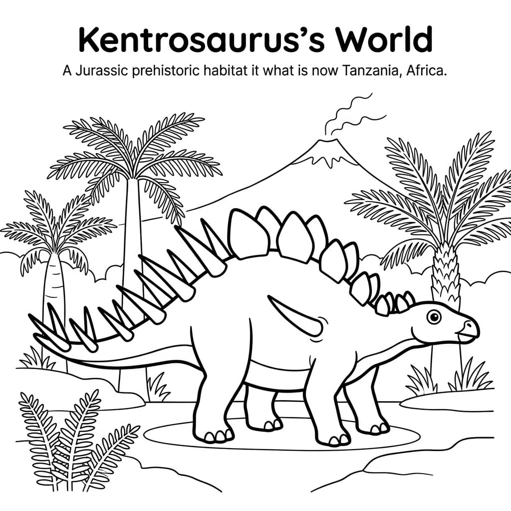 Free Printable Free Kentrosaurus Facts & Coloring Pages for Kids PDF - High Resolution Sheet 2