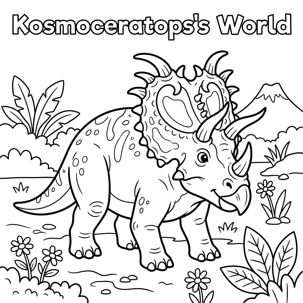 Free Printable Free Kosmoceratops Facts & Coloring Pages for Kids PDF - High Resolution Sheet 2