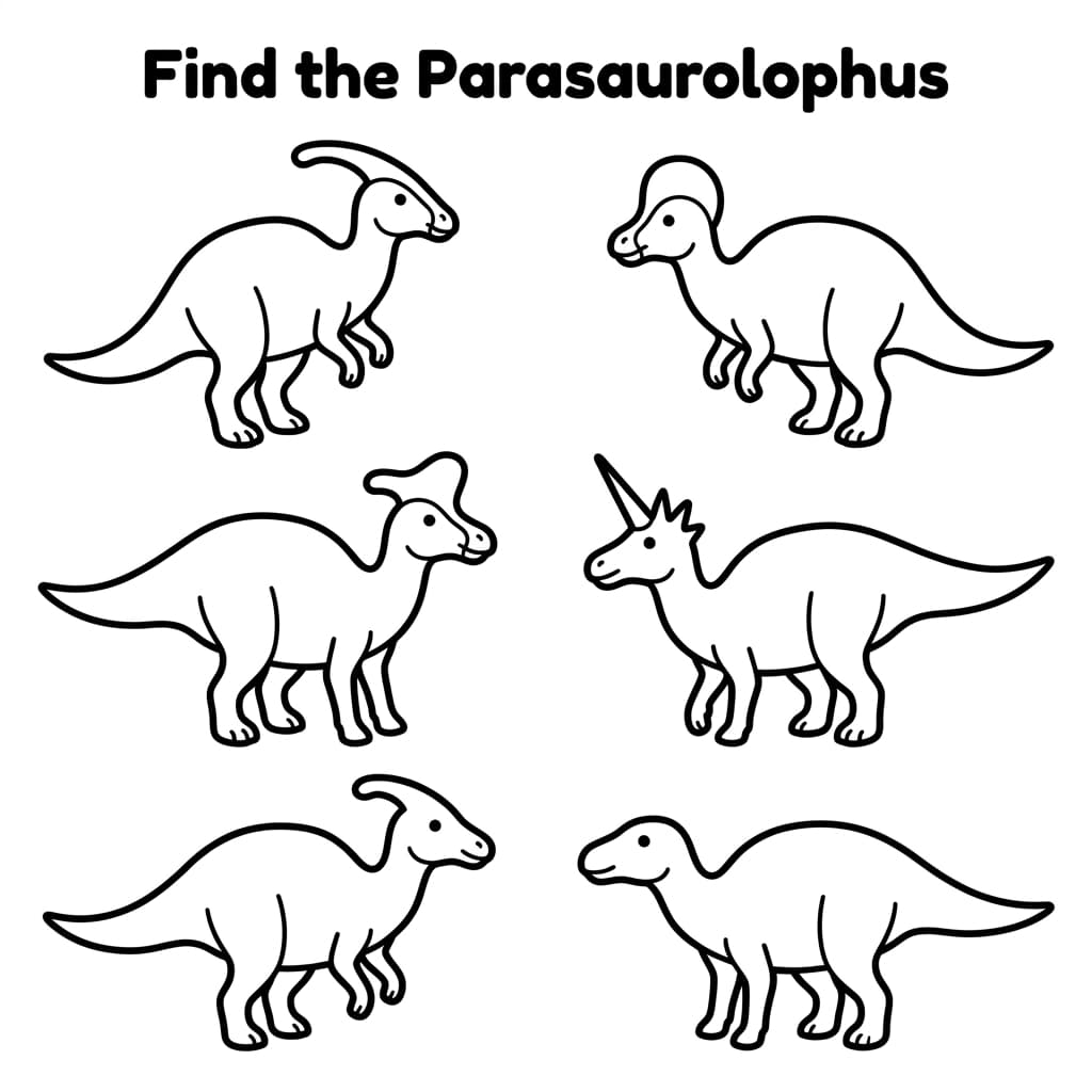 Free Printable Free Parasaurolophus Facts & Coloring Pages for Kids PDF - High Resolution Sheet 3