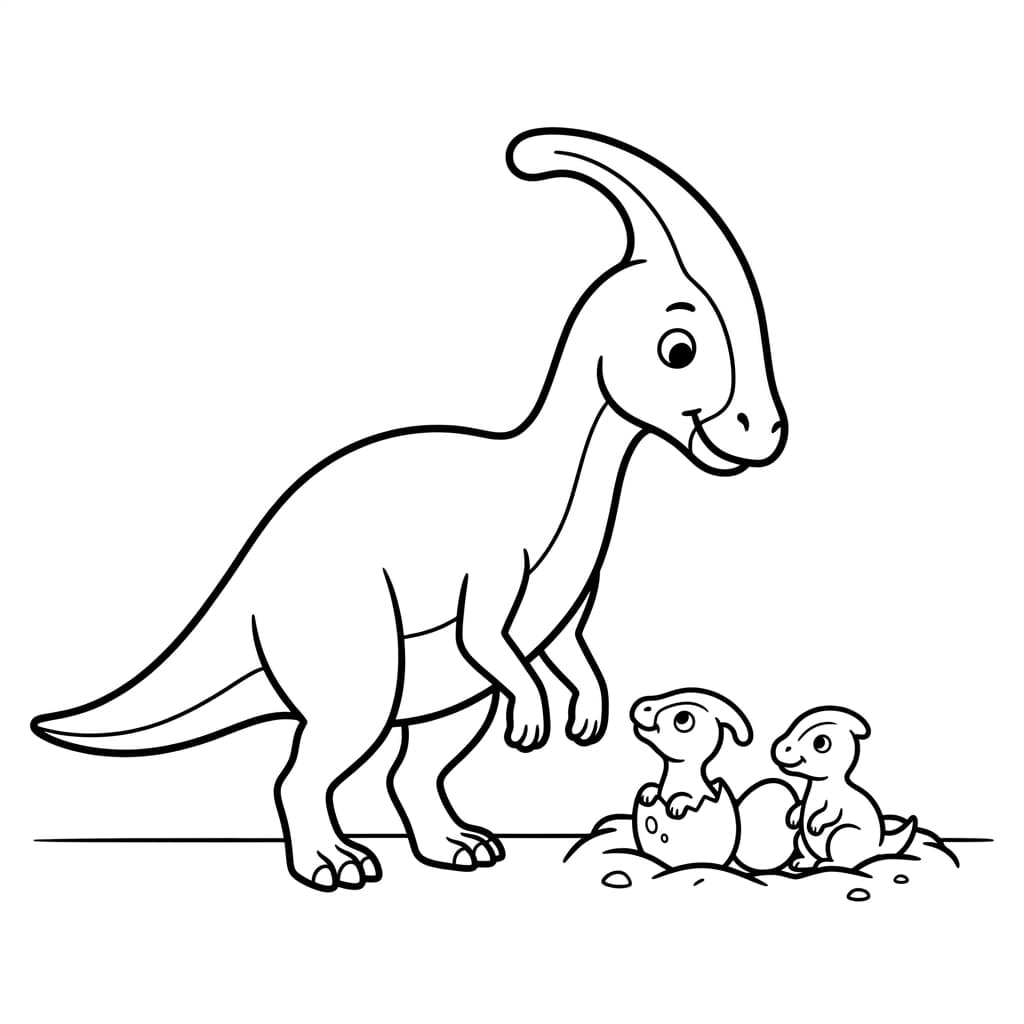 Free Printable Free Parasaurolophus Facts & Coloring Pages for Kids PDF - High Resolution Sheet 4