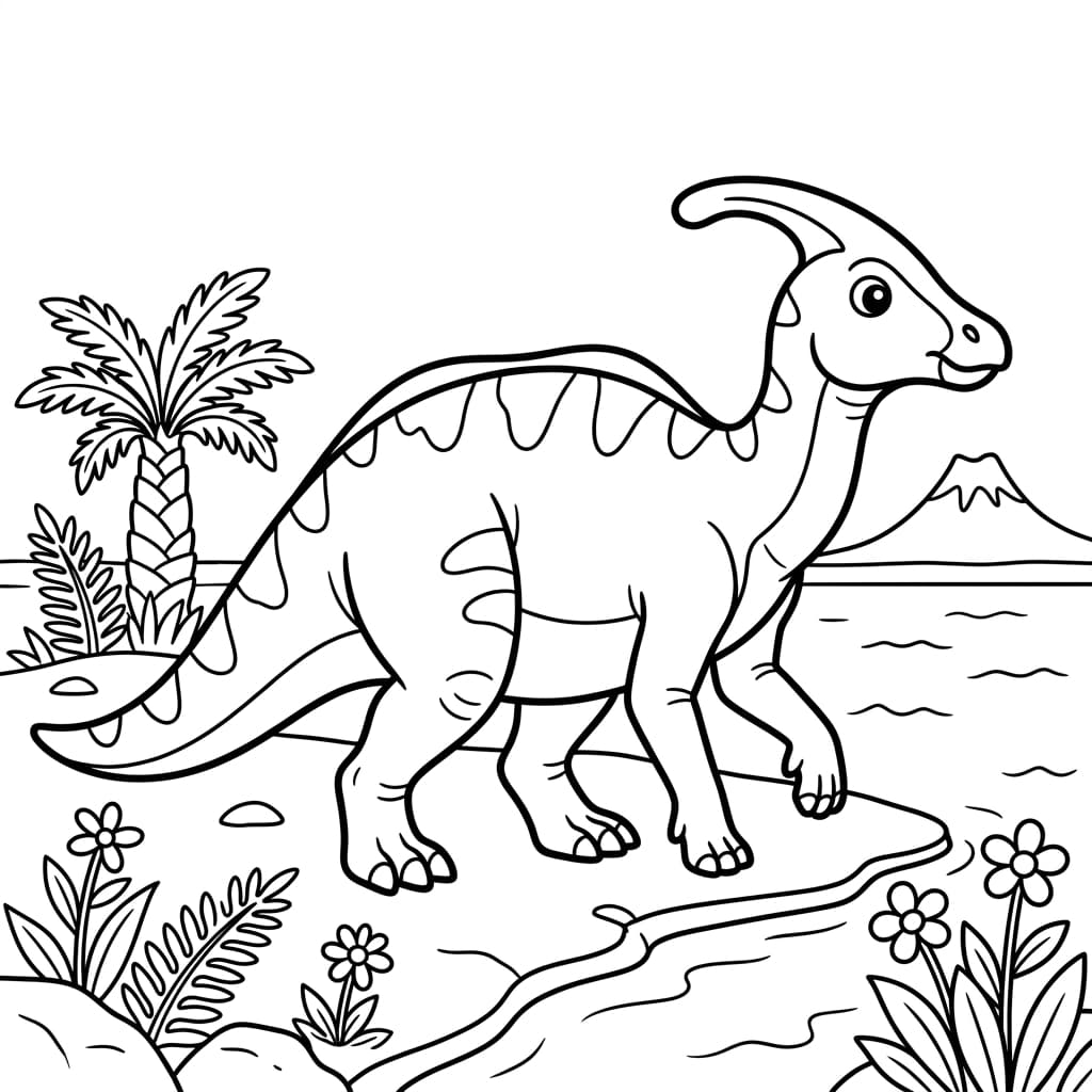 Free Printable Free Saurolophus Facts & Coloring Pages for Kids PDF - High Resolution Sheet 2