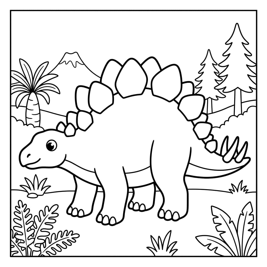Free Printable Free Stegosaurus Facts & Coloring Pages for Kids PDF - High Resolution Sheet 2