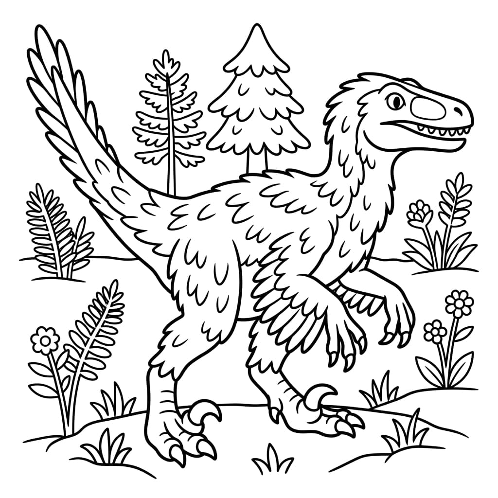 Free Printable Free Utahraptor Facts & Coloring Pages for Kids PDF - High Resolution Sheet 2
