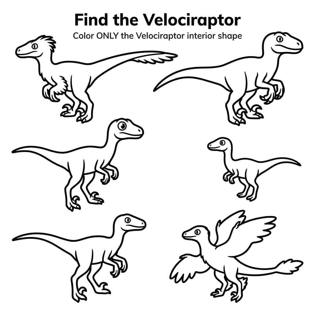 Free Printable Free Velociraptor Facts & Coloring Pages for Kids PDF - High Resolution Sheet 3