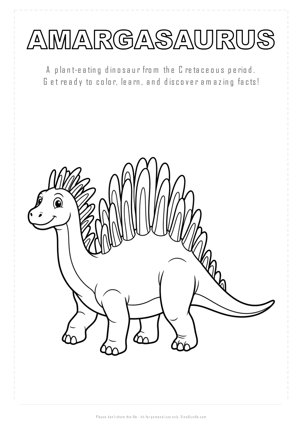 Amargasaurus printable page 1