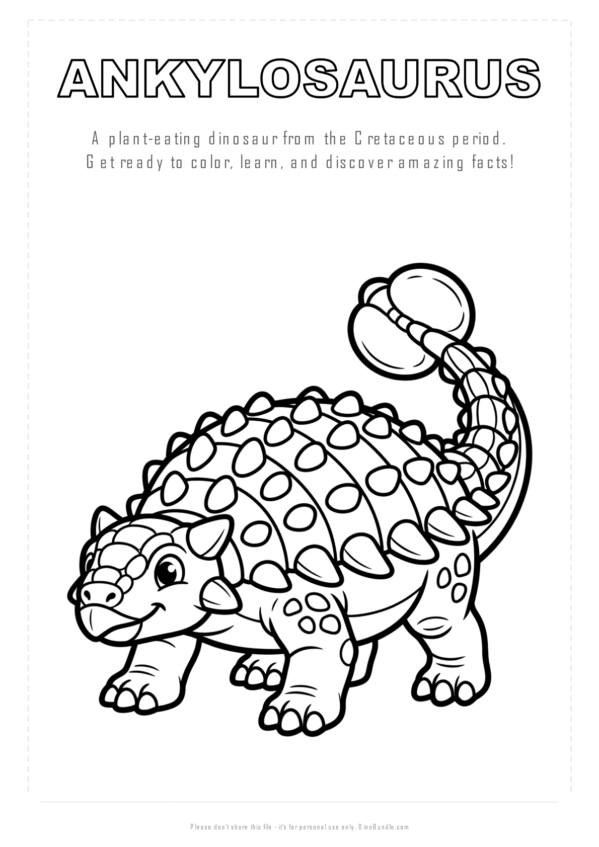 Ankylosaurus printable page 1