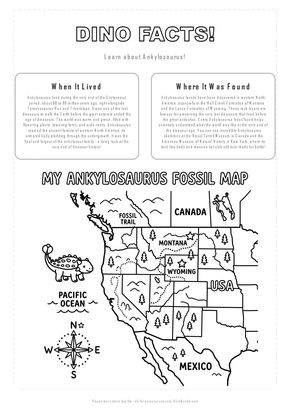 Ankylosaurus printable page 2