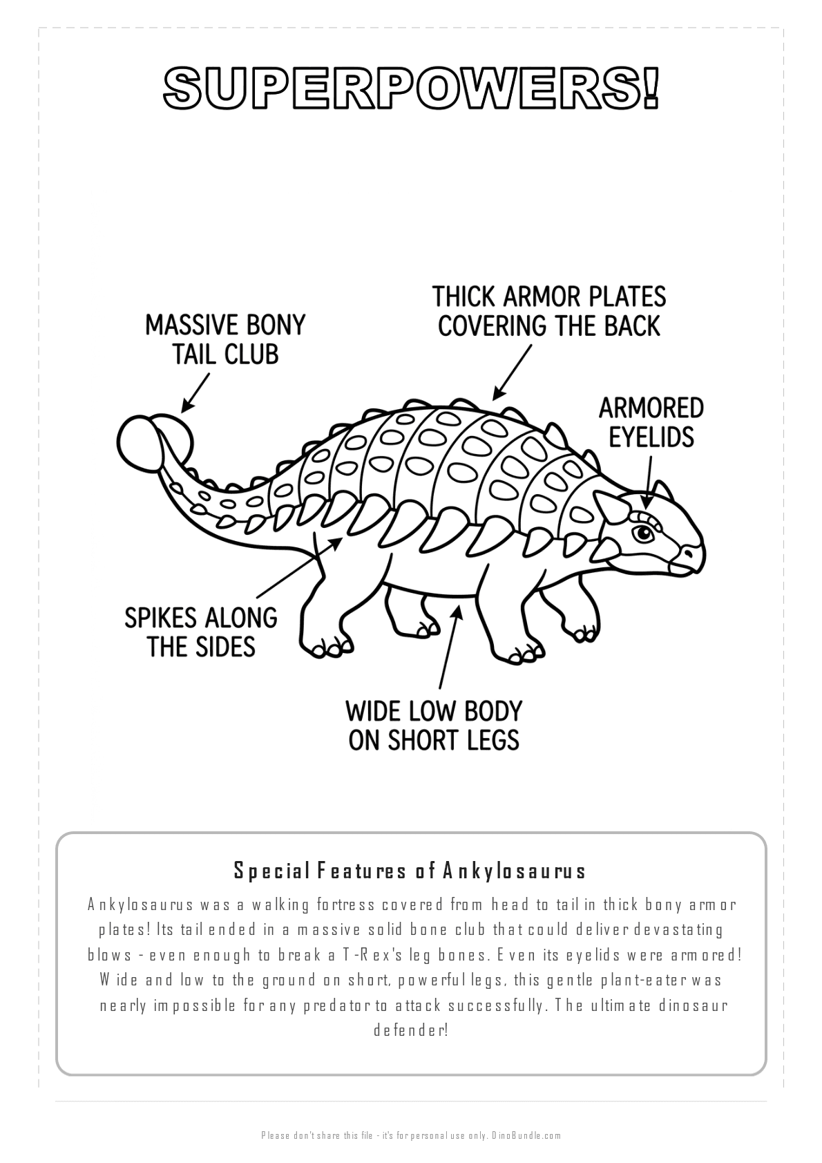 Ankylosaurus printable page 7