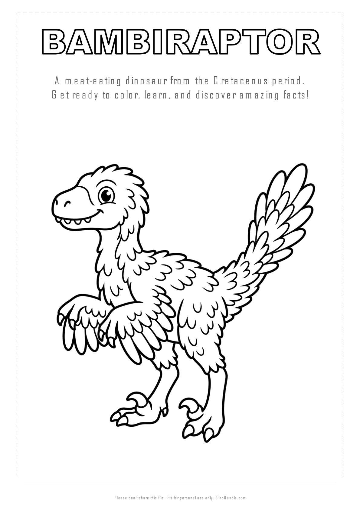 Bambiraptor printable page 1