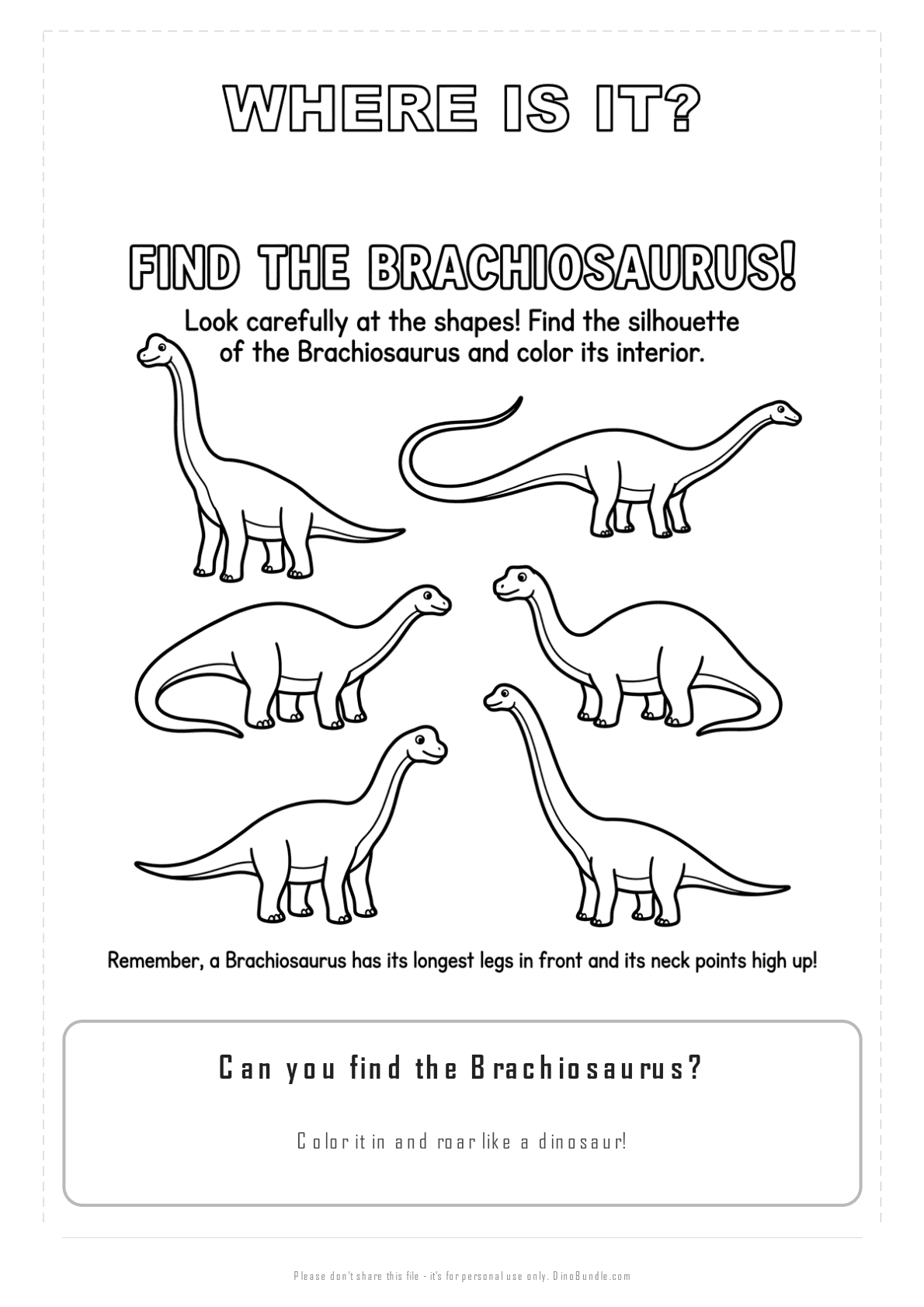 Brachiosaurus printable page 3
