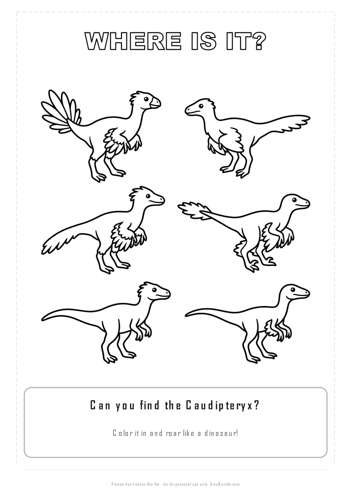 Caudipteryx printable page 3