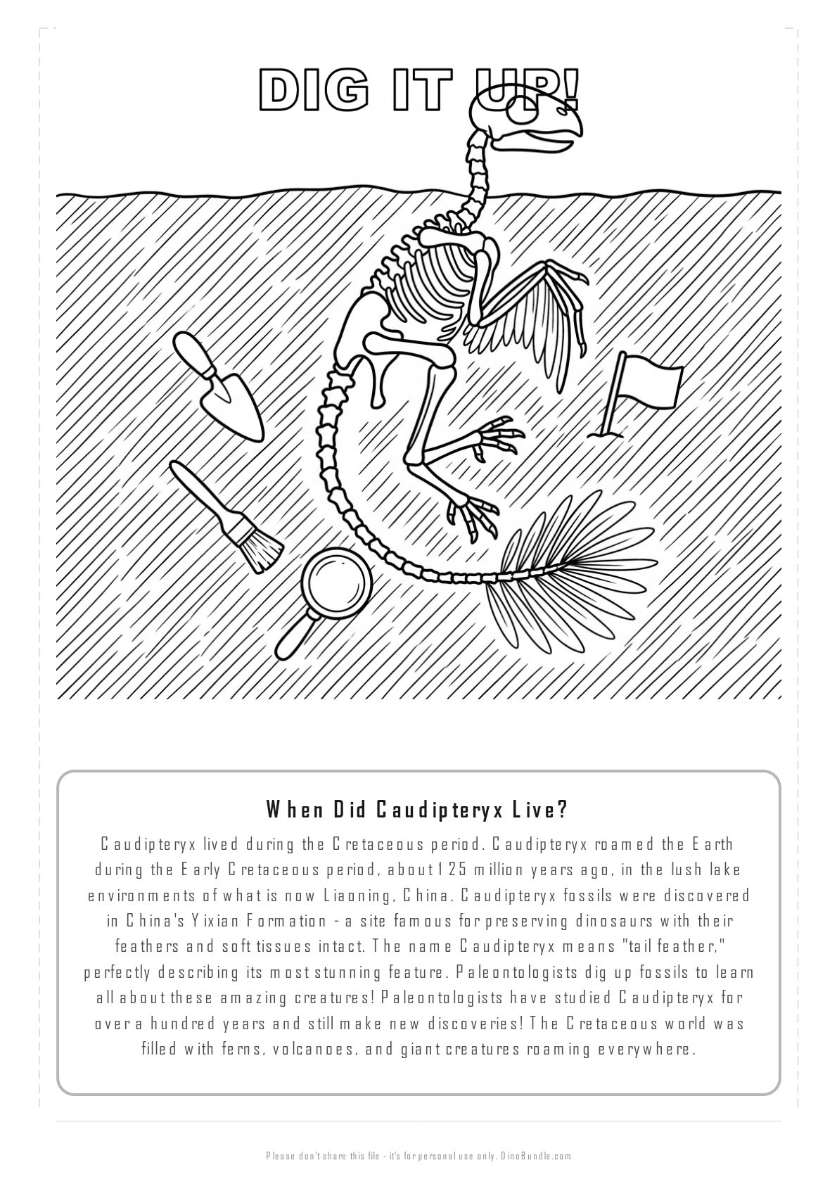 Caudipteryx printable page 6