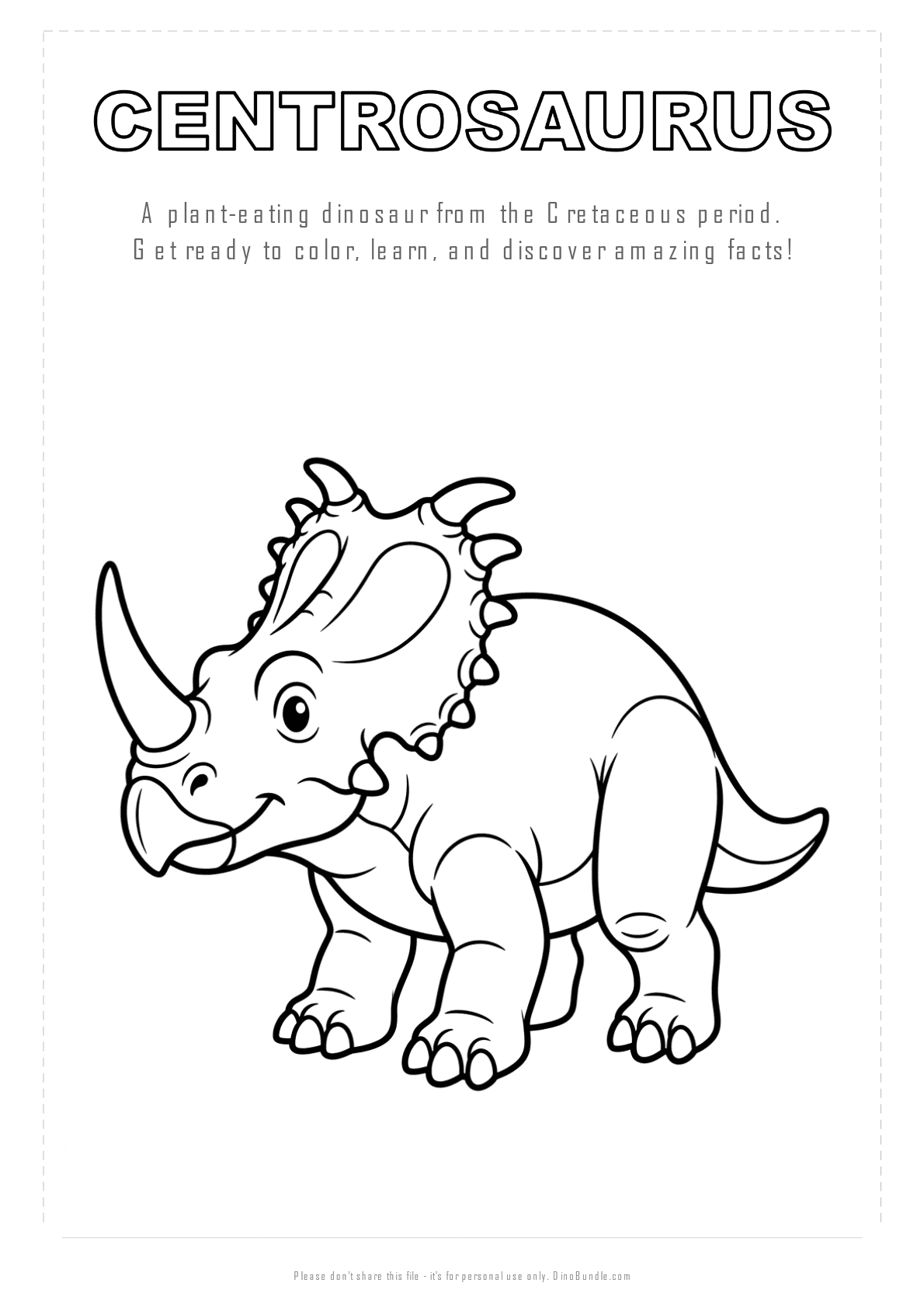 Centrosaurus printable page 1