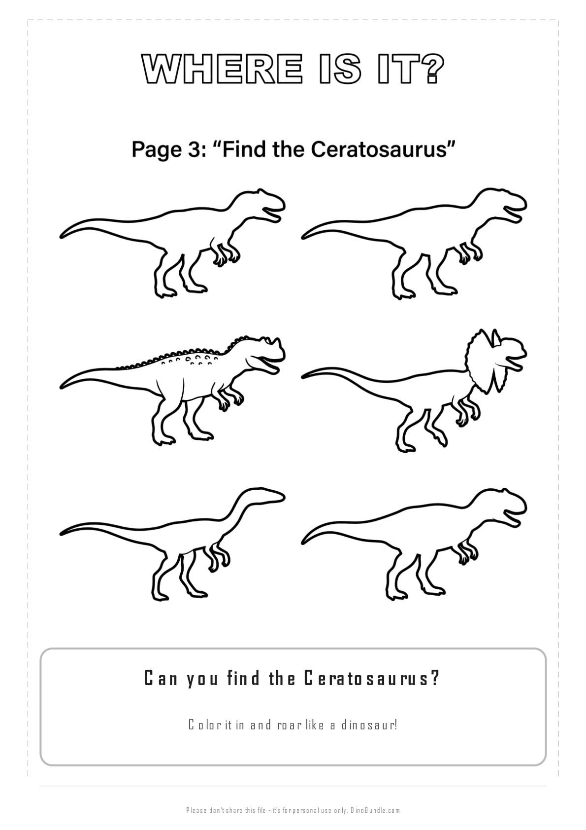Ceratosaurus printable page 3