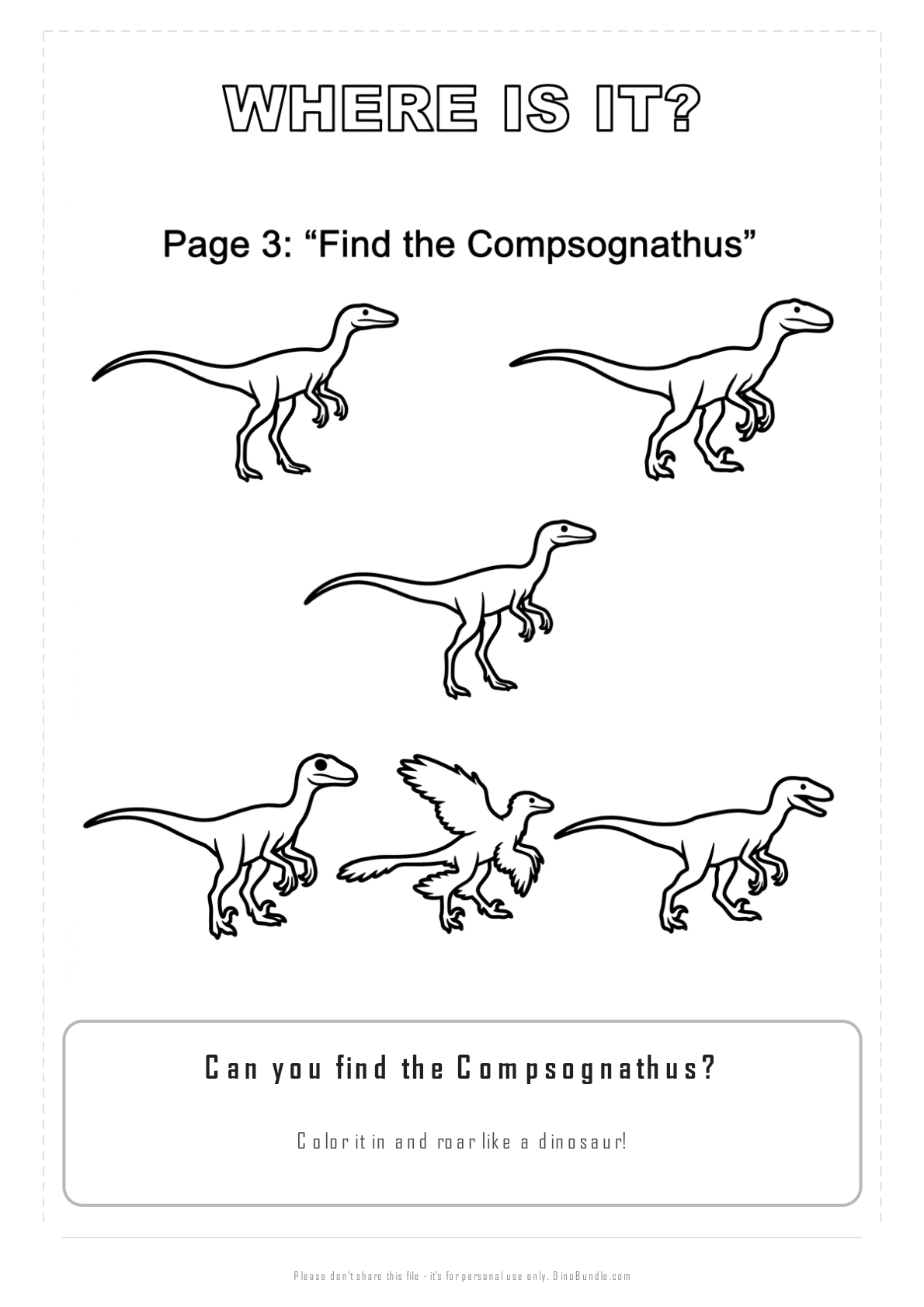 Compsognathus printable page 3