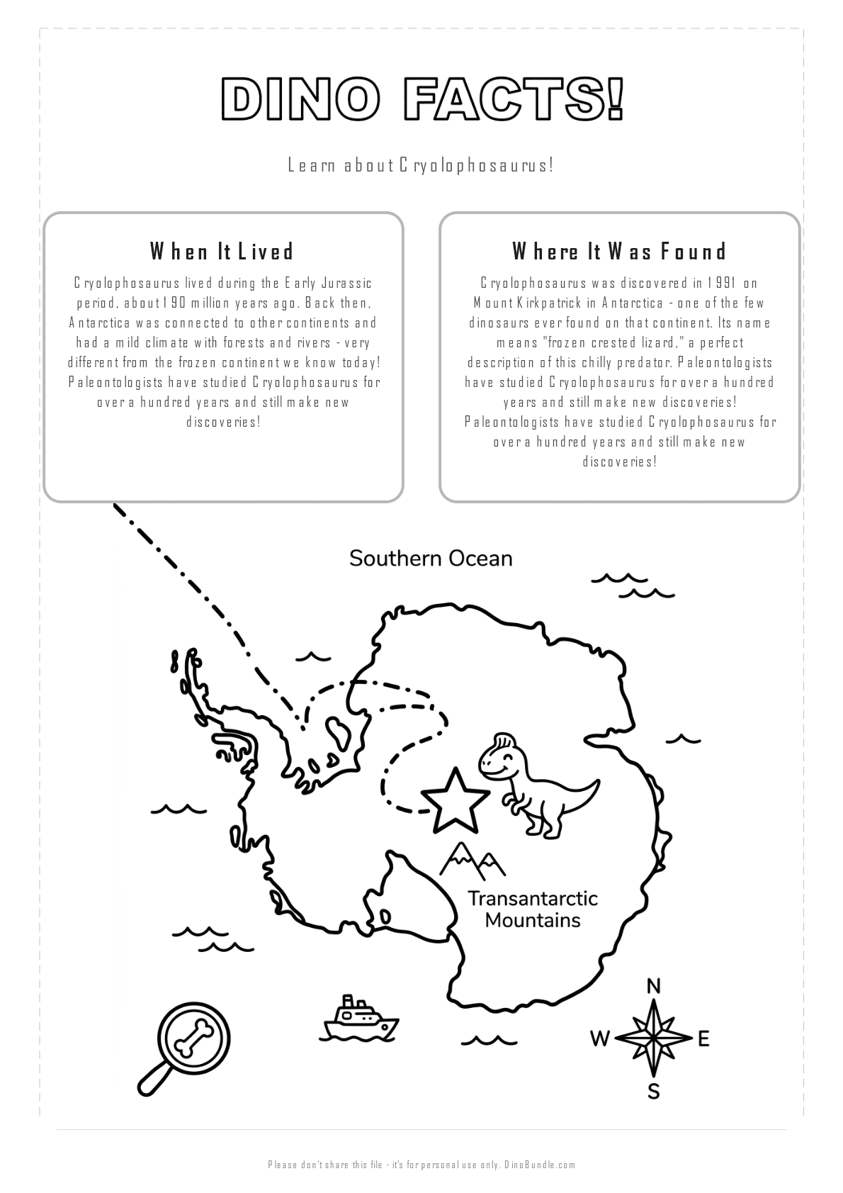 Cryolophosaurus printable page 2