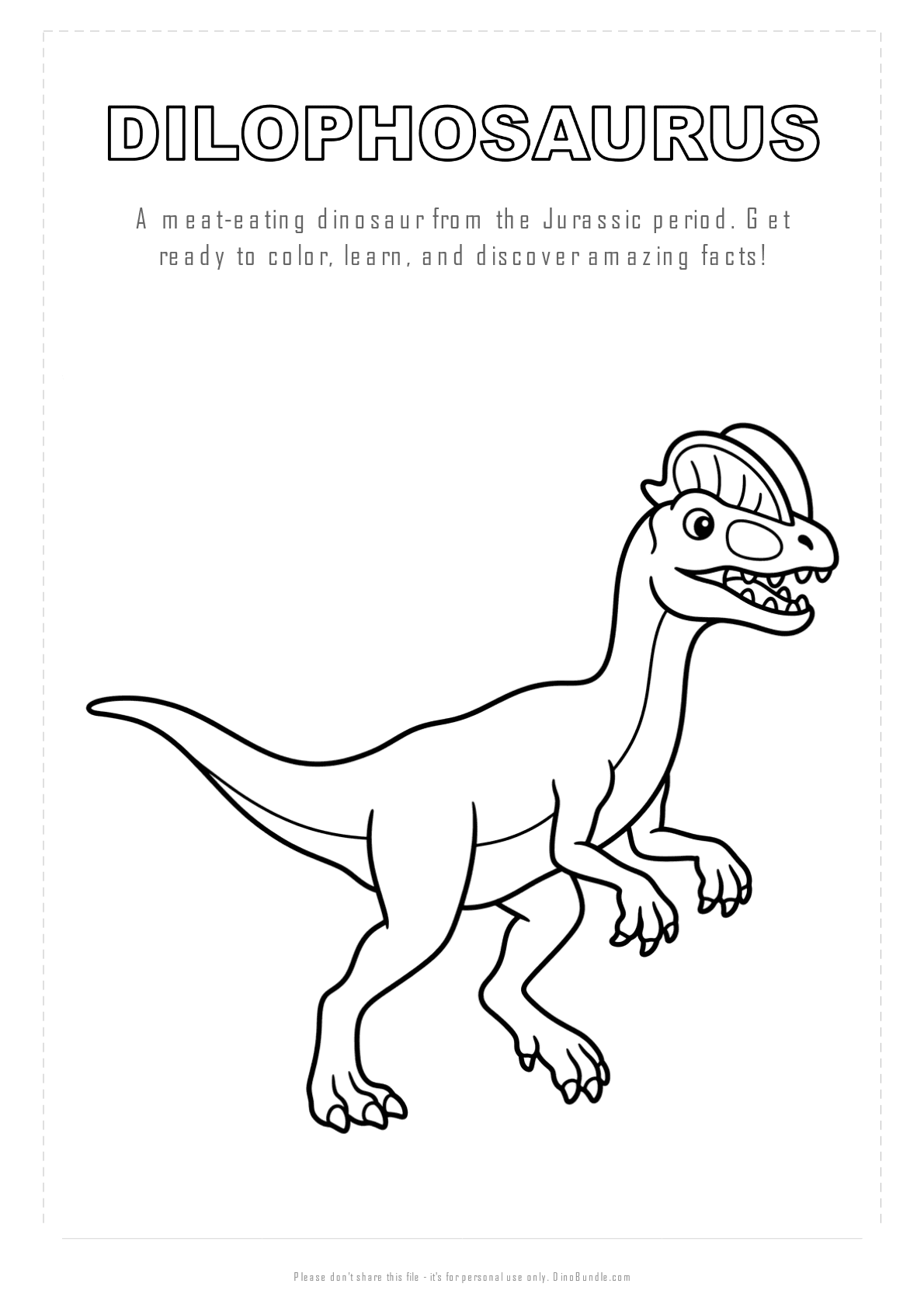 Dilophosaurus printable page 1