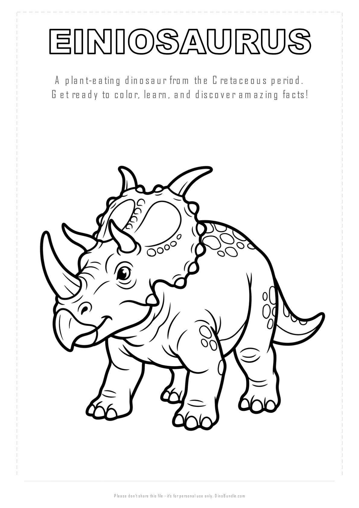Einiosaurus printable page 1