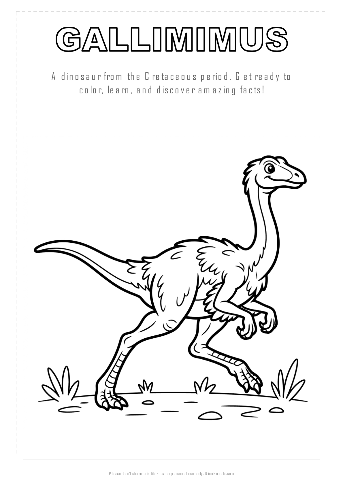 Gallimimus printable page 1