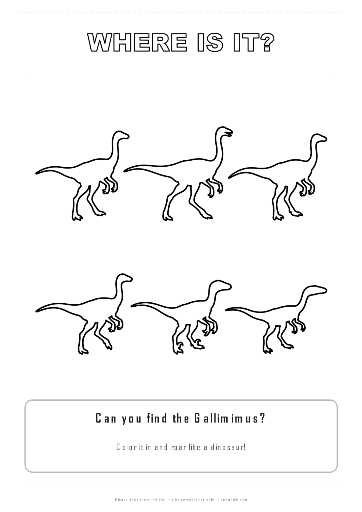Gallimimus printable page 3