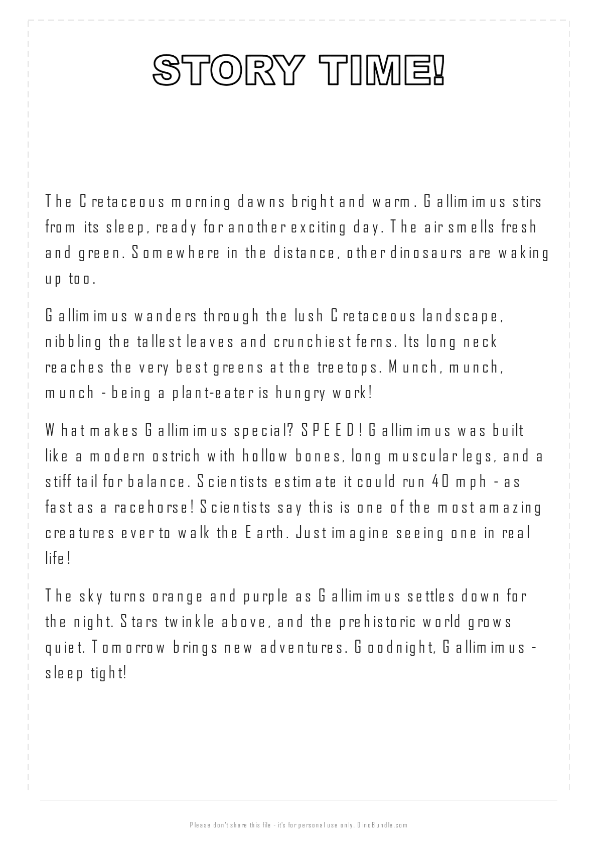 Gallimimus printable page 4