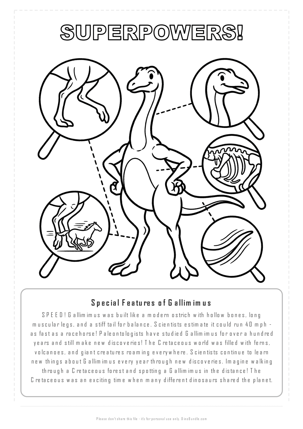 Gallimimus printable page 7