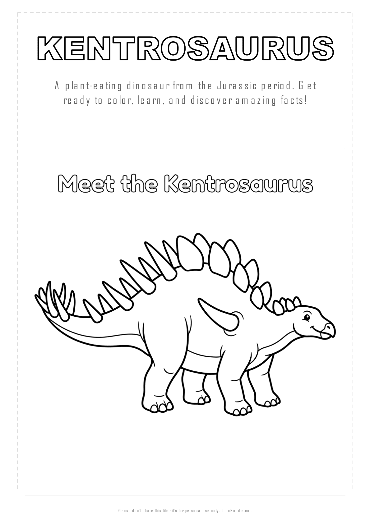 Kentrosaurus printable page 1