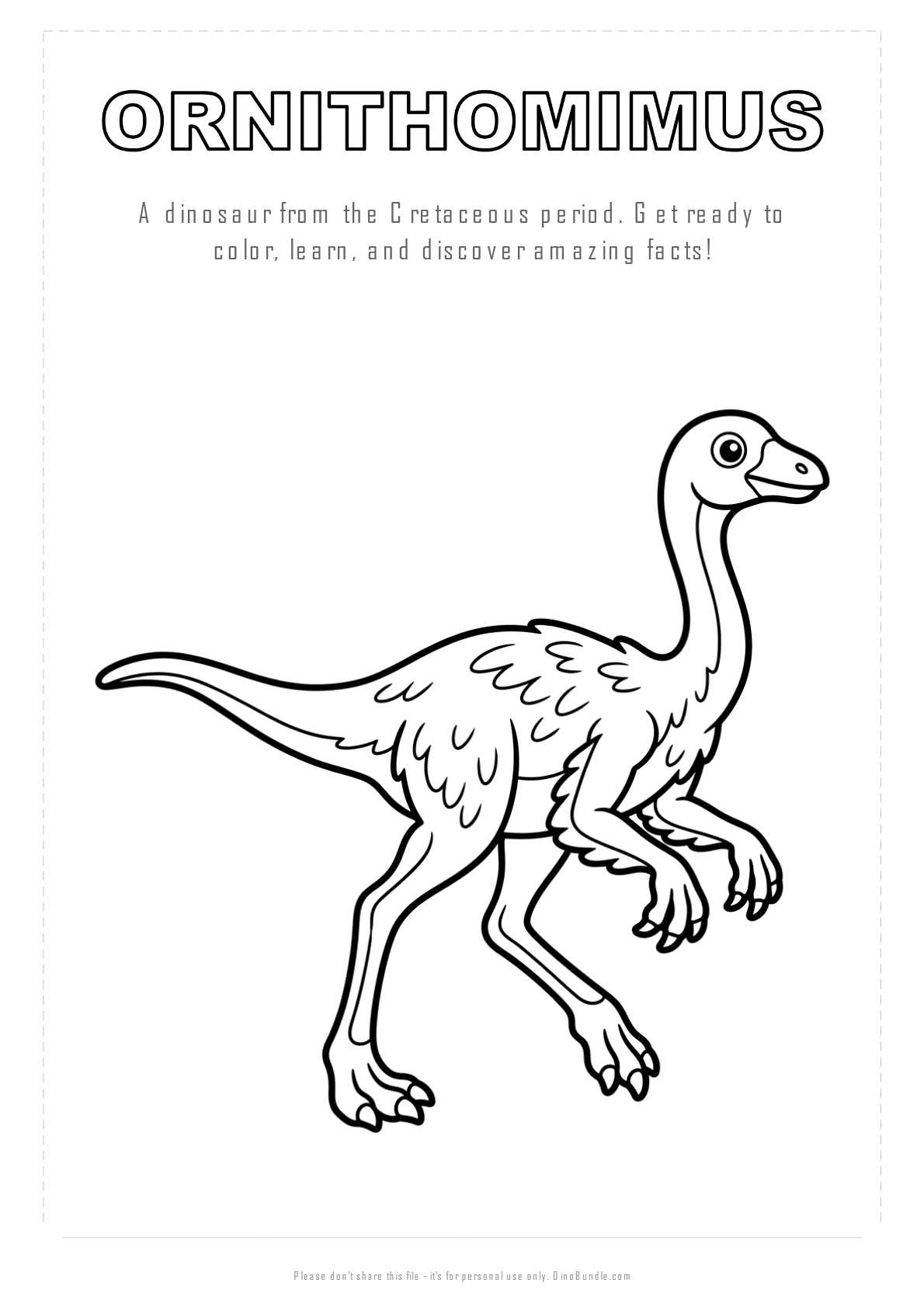 Ornithomimus printable page 1