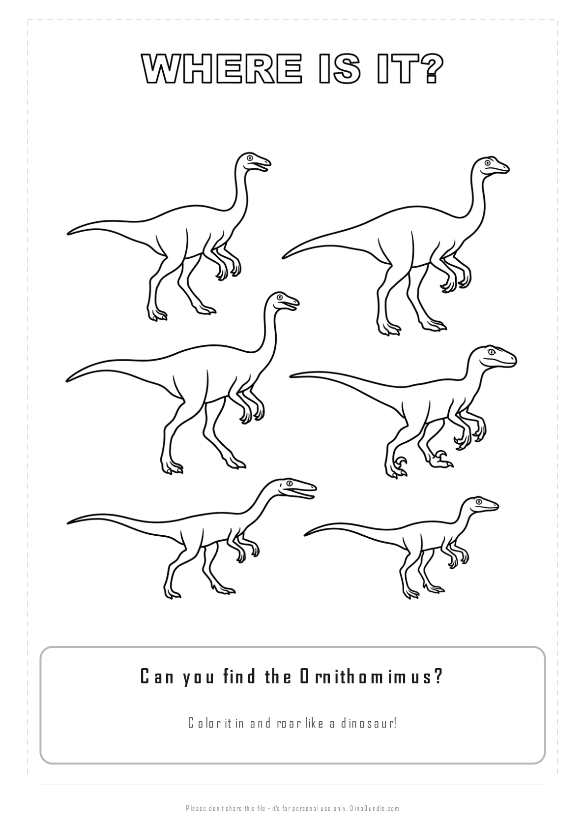 Ornithomimus printable page 3