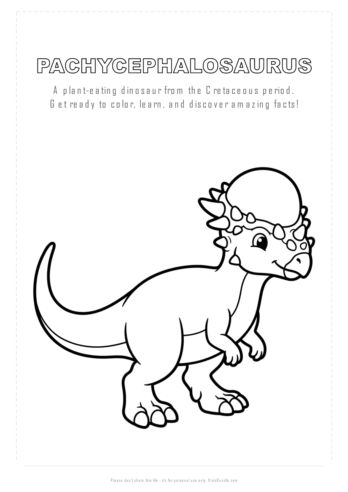 Pachycephalosaurus printable page 1