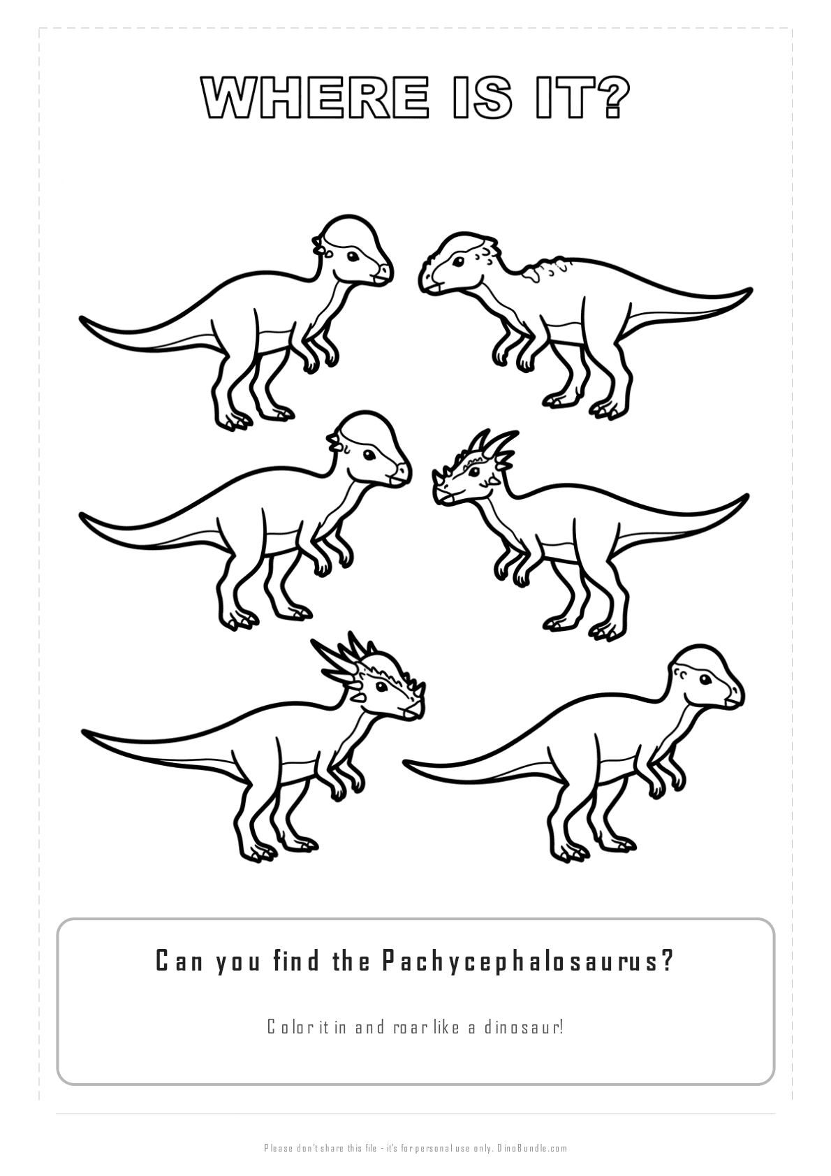 Pachycephalosaurus printable page 3