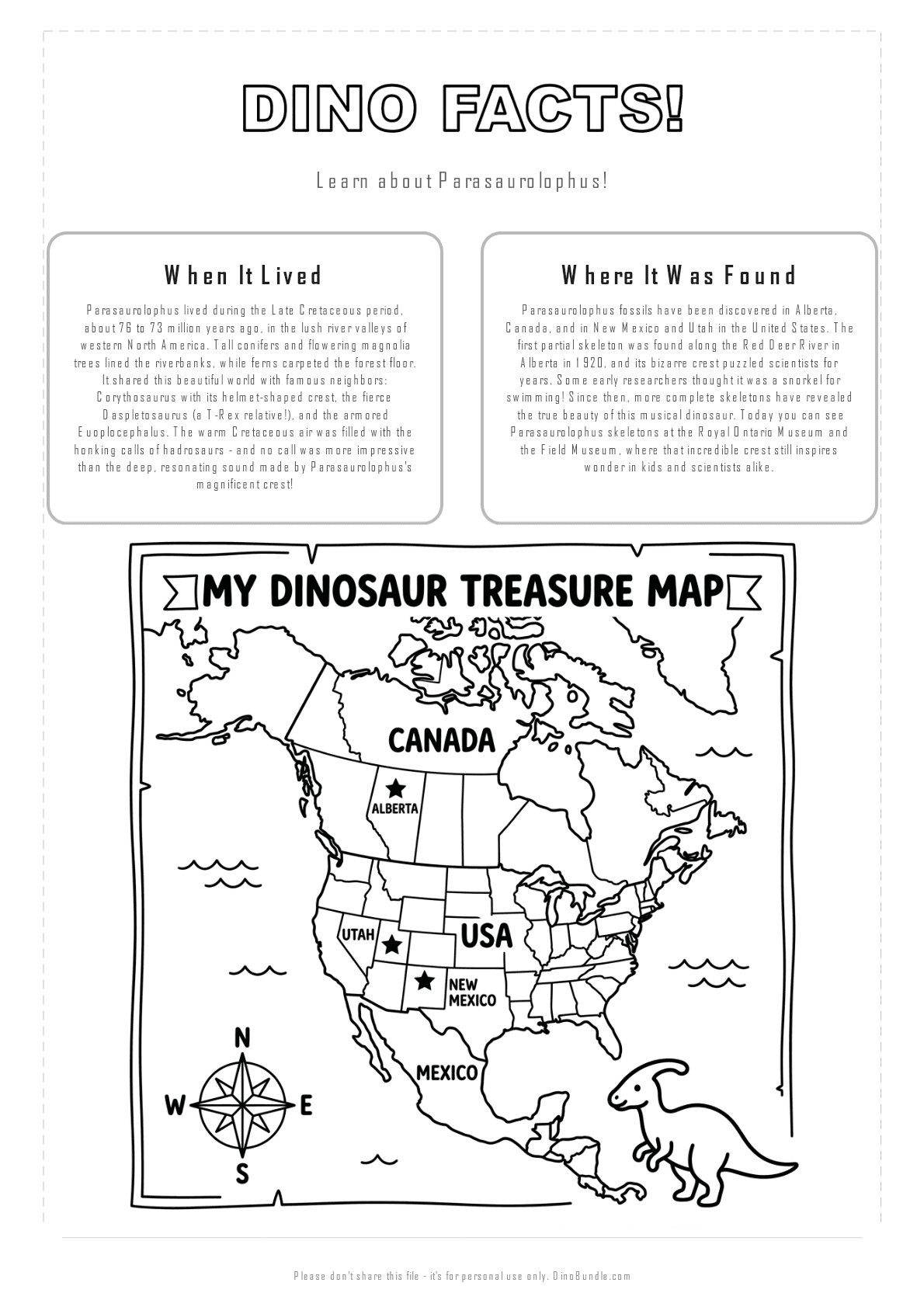 Parasaurolophus printable page 2