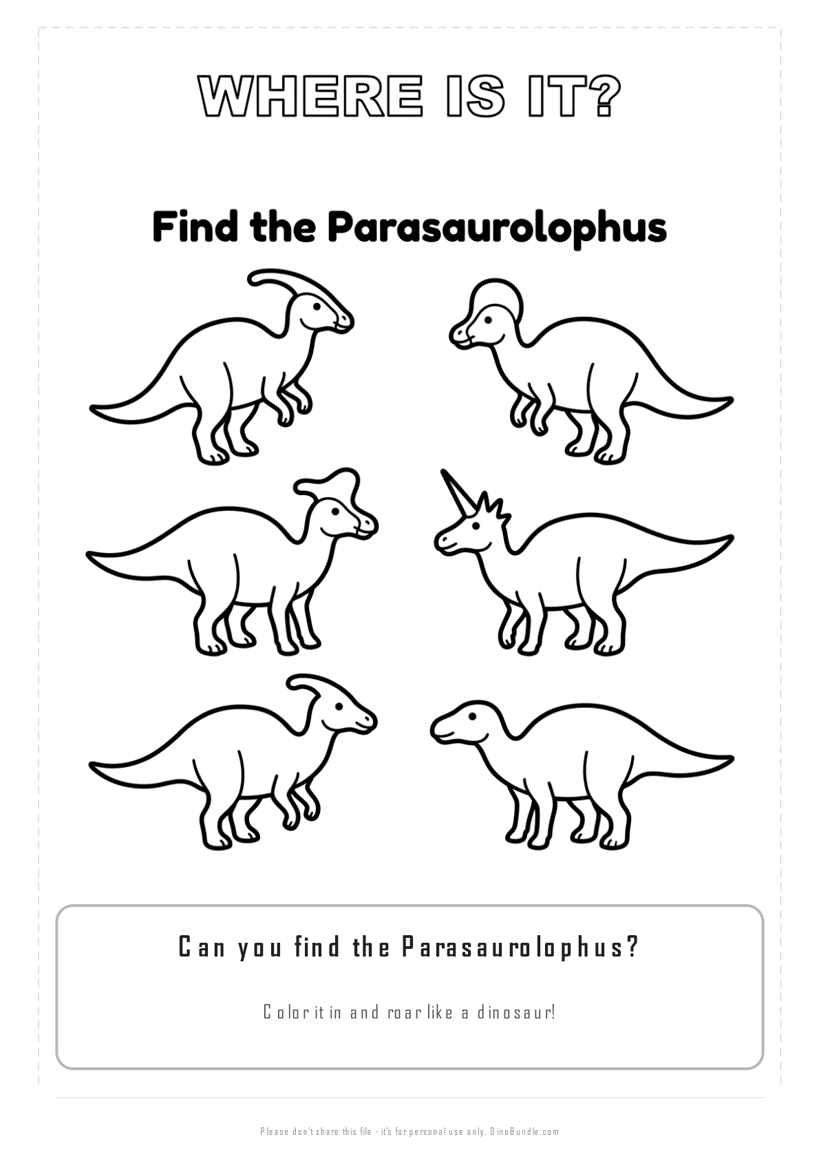 Parasaurolophus printable page 3