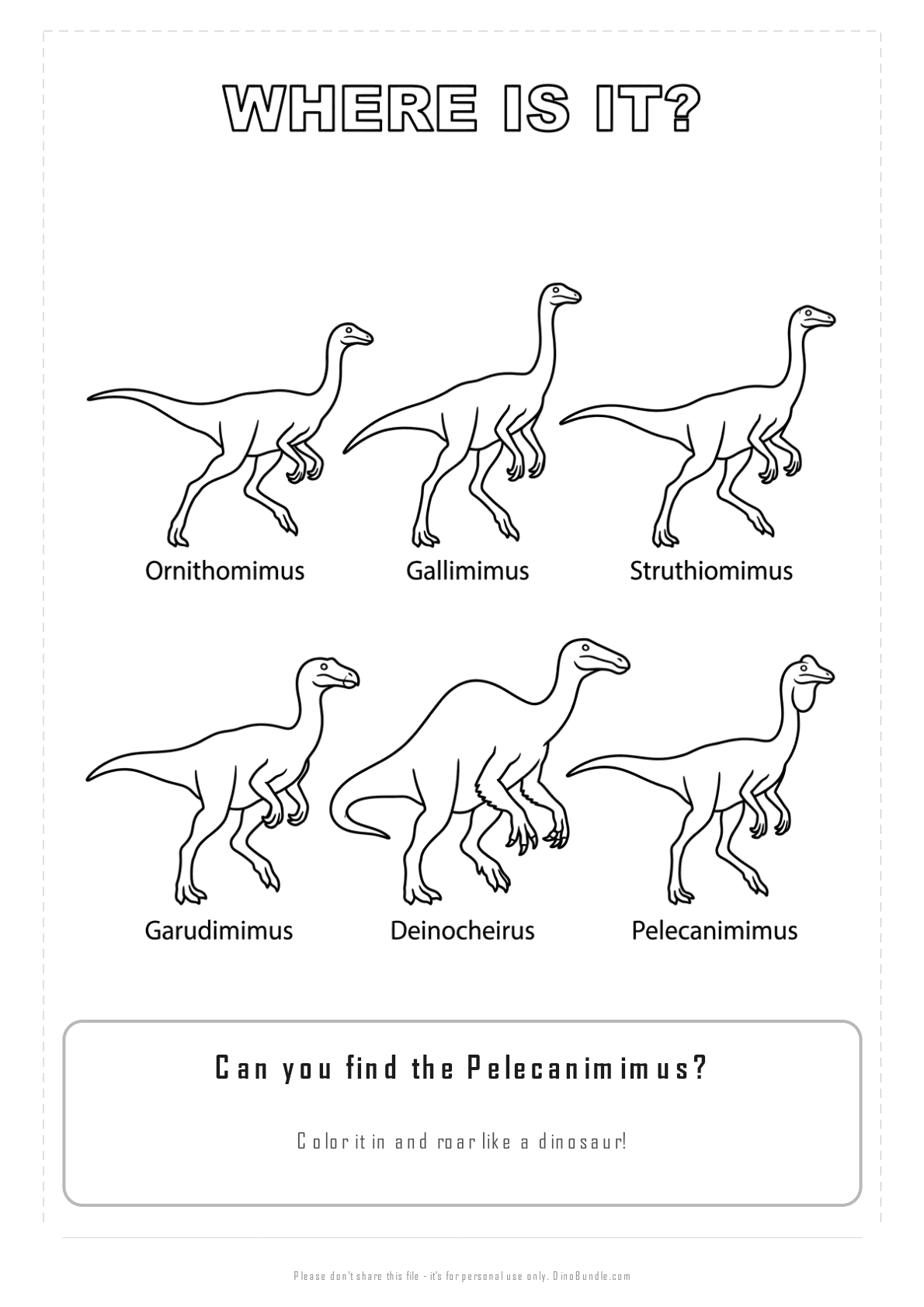 Pelecanimimus printable page 3