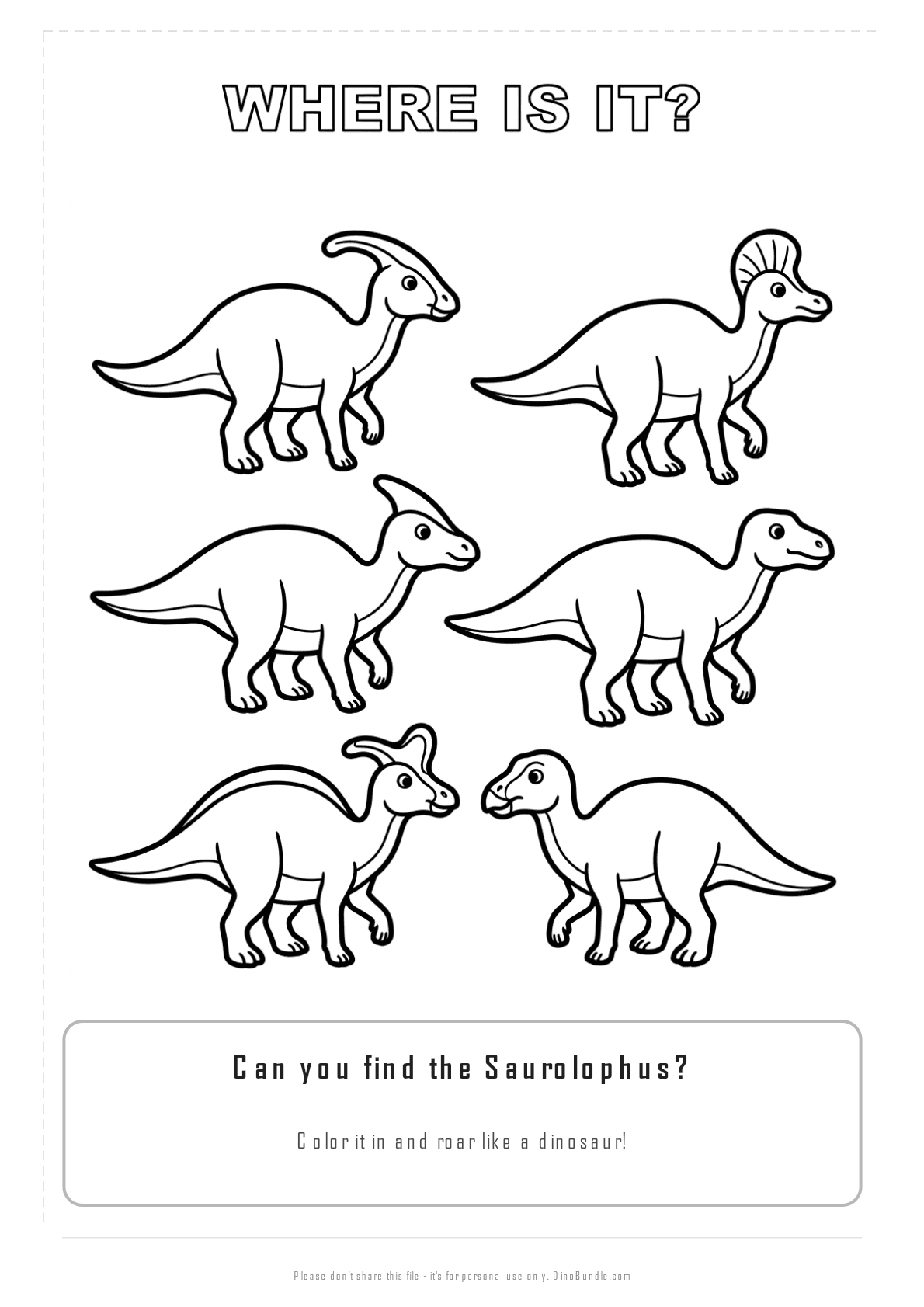 Saurolophus printable page 3
