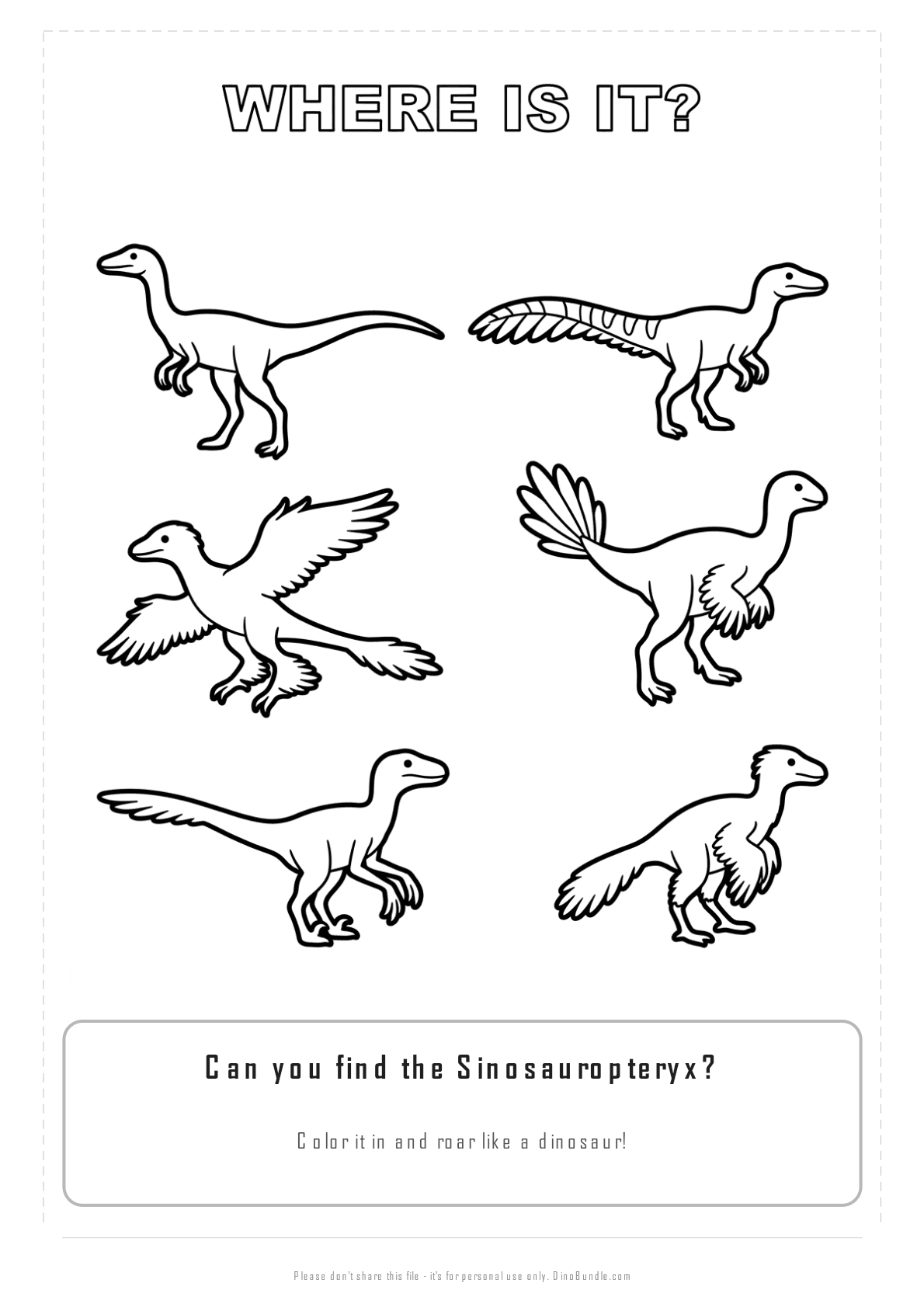 Sinosauropteryx printable page 3